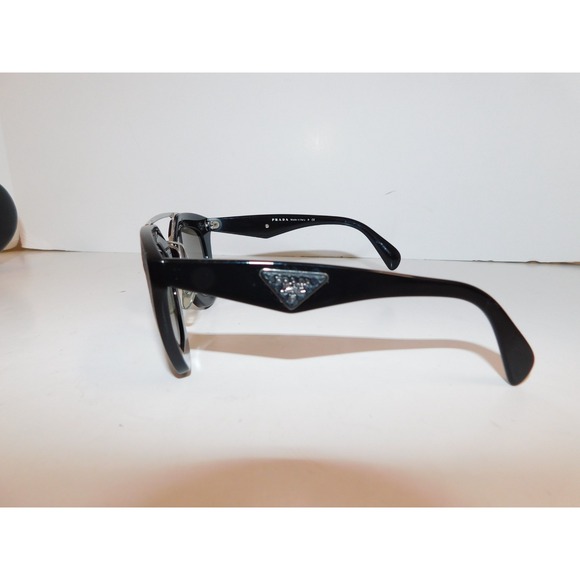 PRADA 14S‎ Cinema ORNATE SAFFIANO LEATHER PR14SS Black Sunglasses Triangle Logo main image 5